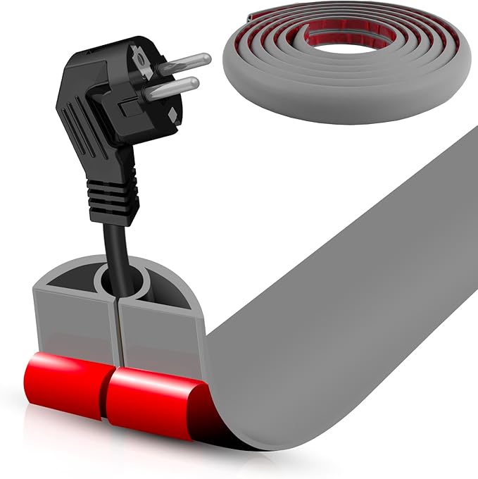 Floor Cord Cover Self Adhesive Cord Hider, 10FT Cable Management, Extension