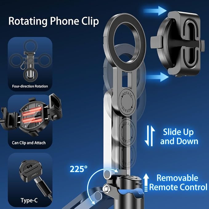 4-in-1 Multi-Functional 360° Rotating Mini Magnetic Portable Selfie Stick