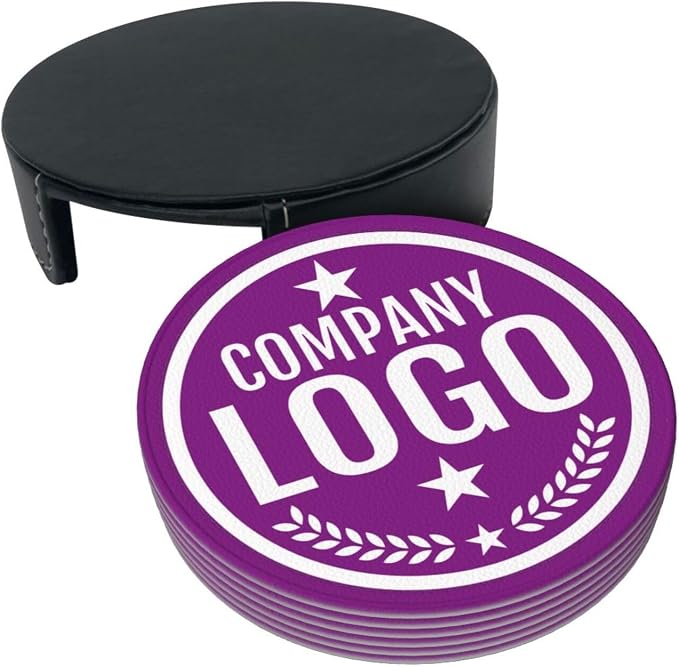 Custom Leather Coasters with Logo