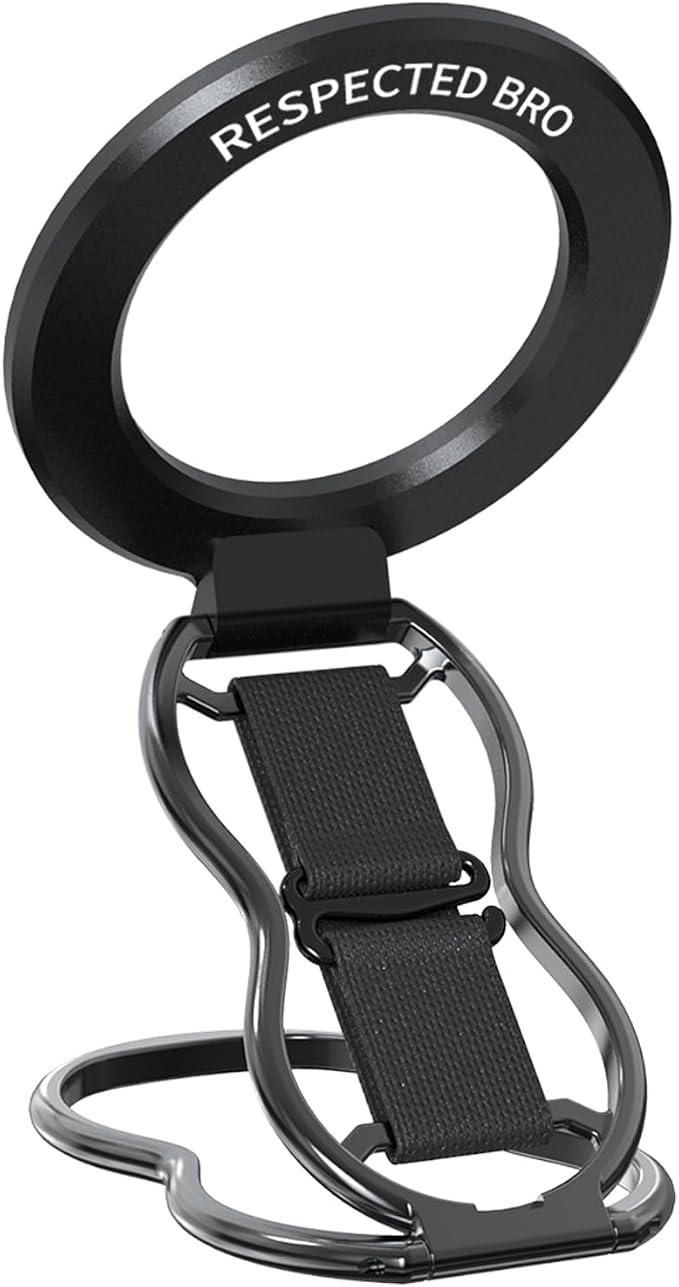 RESPECTED-BRO-Magnetic-Phone-Grip-Stand-with-Finger-Strap, 4-in-1 Magnetic Ring