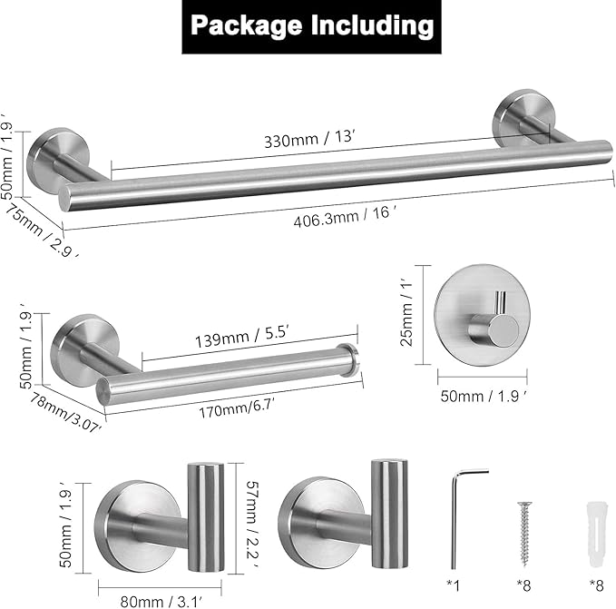 Bathroom Hardware Set SUS 304 Thicken Stainless Steel-Towel Bar Set