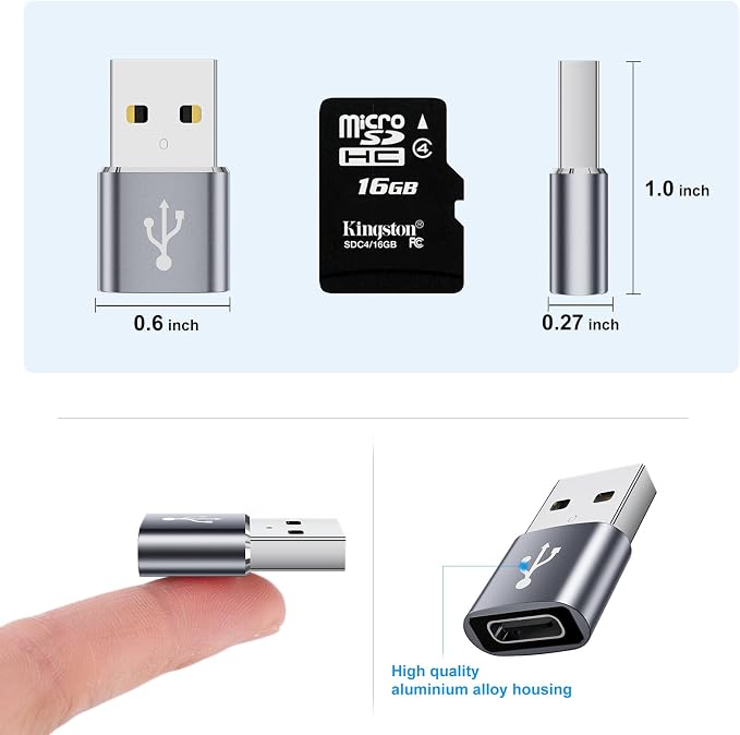 USB to USBC Adapter 8 Pack, USB A to C Adapter, USBC Female to USBA Male OTG