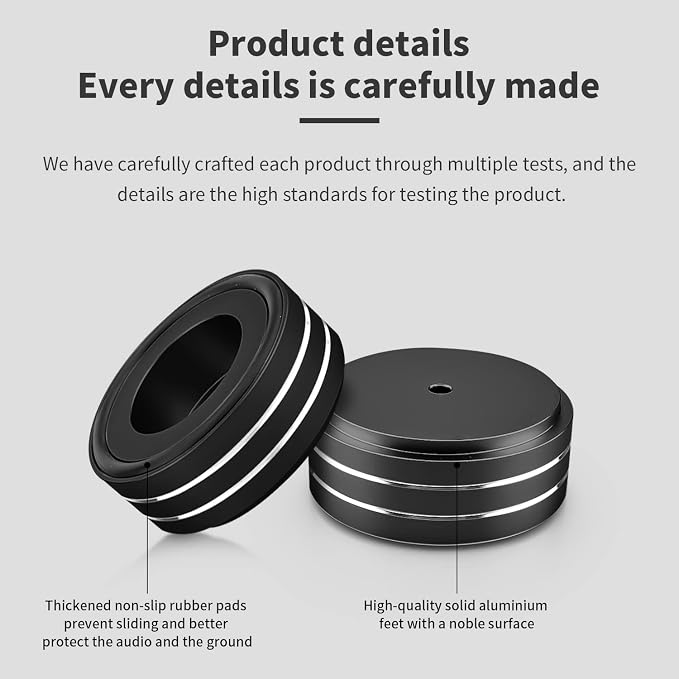 Viborg HiFi Speaker Spikes Isolation Feet Pads 58x22MM, 4X Audio Shock Absorber