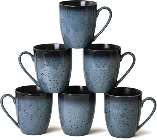 Yeacccng Modern Minimalist Coffee Mugs Set of 6, Cappuccino Cups Set, 16 Oz