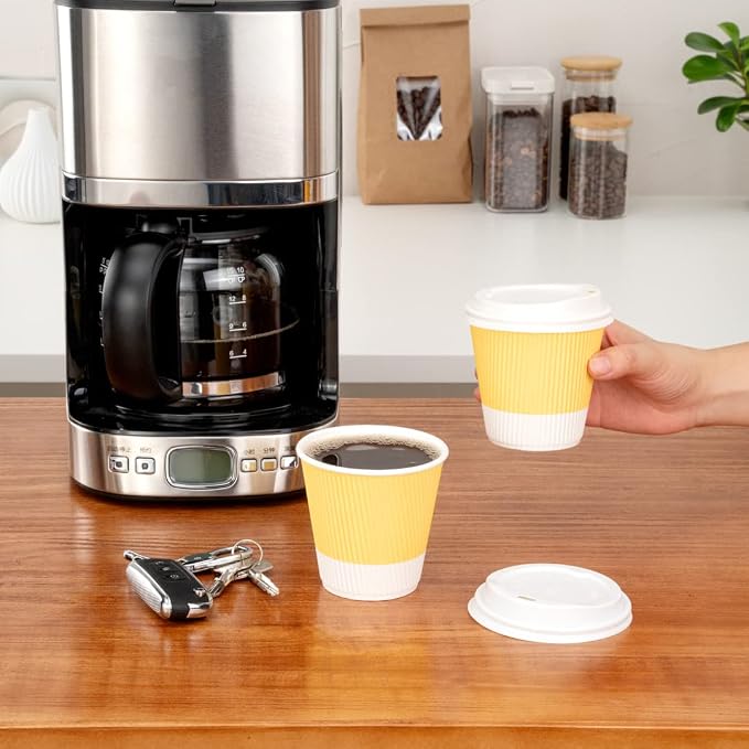 Restaurantware 8 Ounce Double Wall Disposable Coffee Cups, 500 Insulated Light