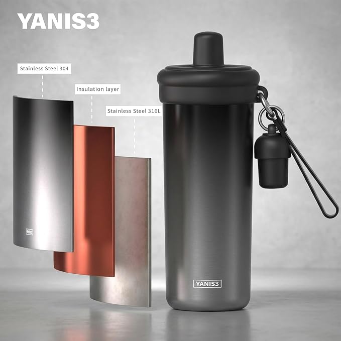 20 oz Thermo Cup with Straw, Thermal Insulated Car Cups with Hand Strap