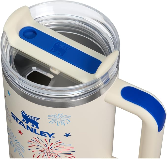 STANLEY Quencher H2.0 Flow State Tumbler, 40 oz, Cream Royal Fireworks | Handle