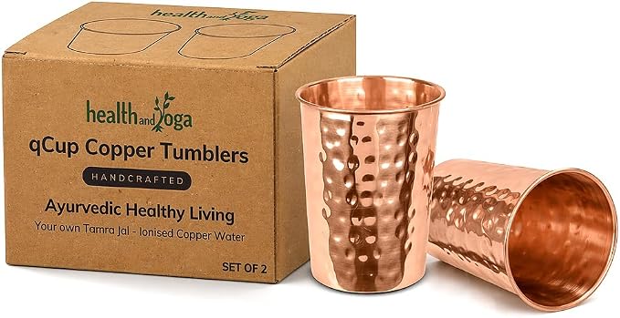 HealthAndYoga™ qCup Pure Copper Tumblers