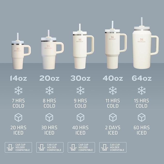 STANLEY Quencher H2.0 Flow State Tumbler, 30 oz, Cream Royal | Handle and Straw