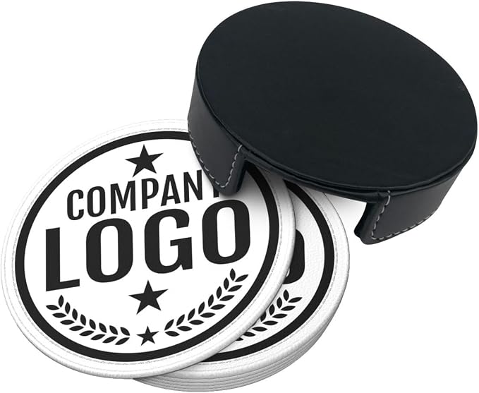 Custom Leather Coasters with Logo