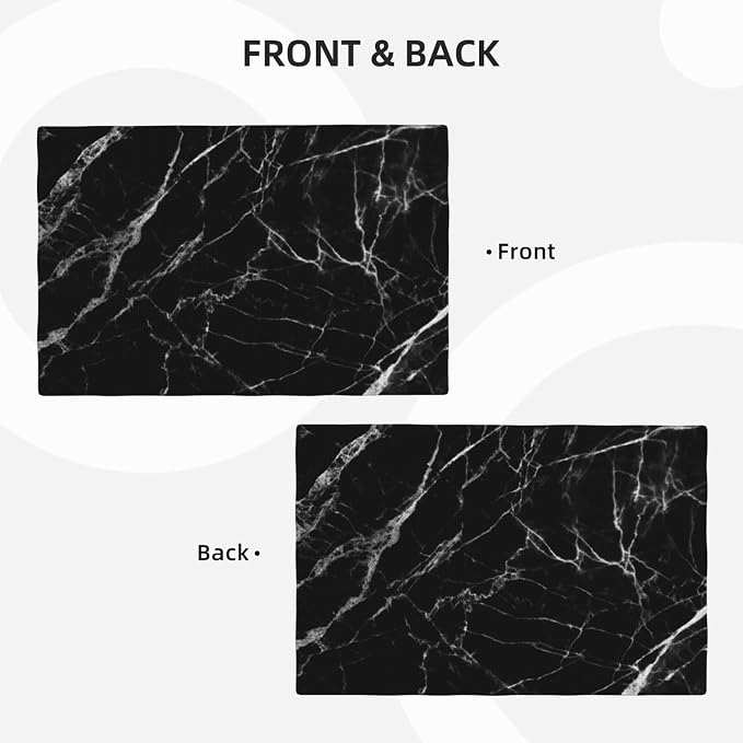 Fiokroo Black with White Marble Placemats Set of 4 Table Mats Table Tableware