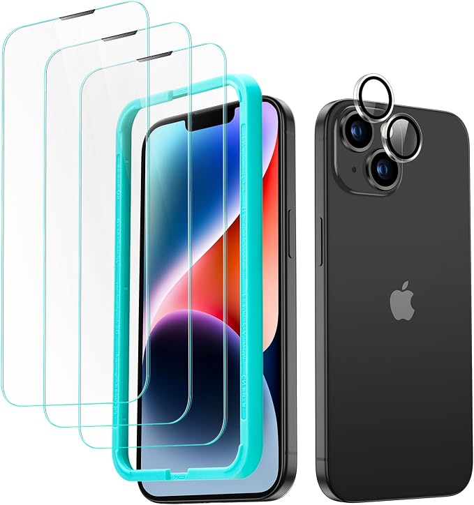 ESR for iPhone 14 Screen Protector Set, 3 Tempered-Glass Screen Protectors and