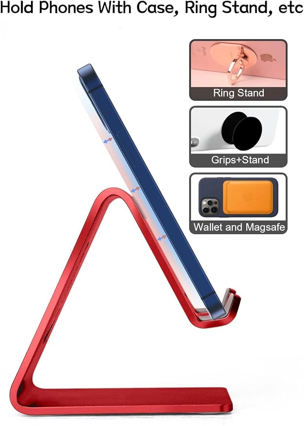 Desk Cell Phone Stand, Phone Holder, Aluminum Mobile Phone Cradle Dock