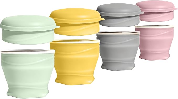 Collapsible Travel Cup with Lid - 6oz Mini Silicone Folding Cup with Stainless