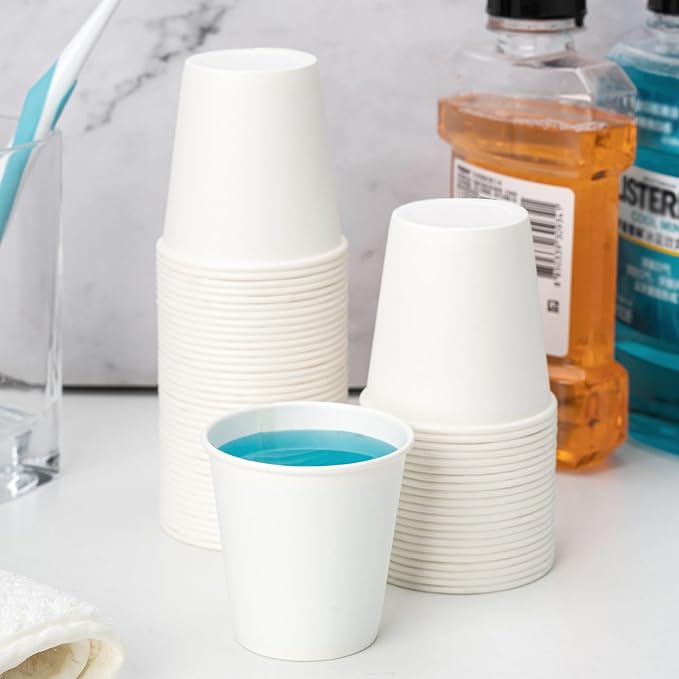 RACETOP 3 oz Bathroom Paper Cups, Disposable Paper Cups, Small Mouthwash Cups