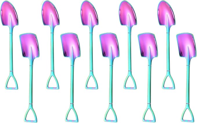 10Pcs Shovel Spoons Stainless Steel Spoon Reusable Dessert Spoons