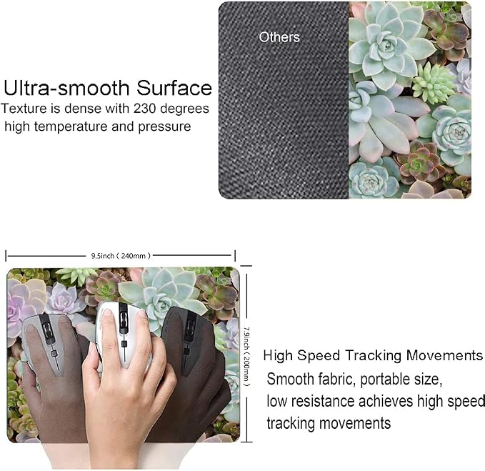 Cute Succulents Mouse Pad, Natural Plants Mousepad