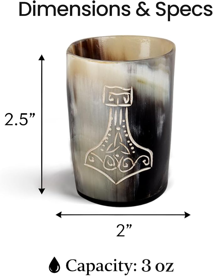 Handicrafts Home Viking Horn Shot Glasses Set of 4, Handmade Natural Ox Horn