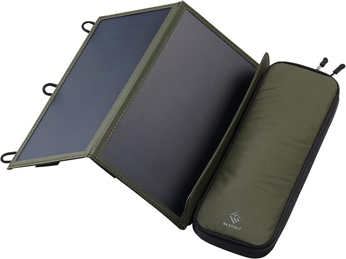 ELECOM NESTOUT Portable Solar Panel, Dual USB-A Ports, 28W Power Generation