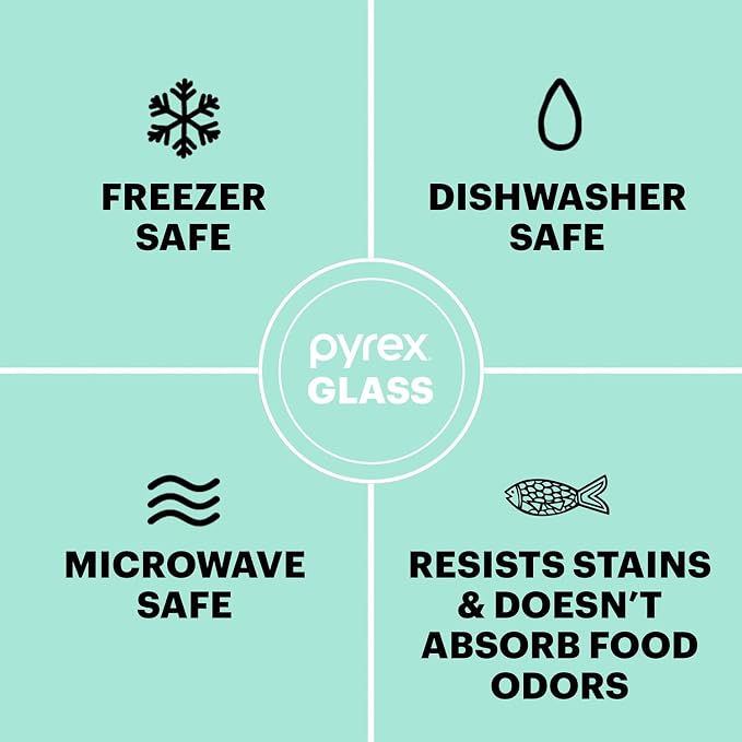 Pyrex Freshlock Mixed Sizes Airtight Glass Food Storage Set | Plastic BPA-free
