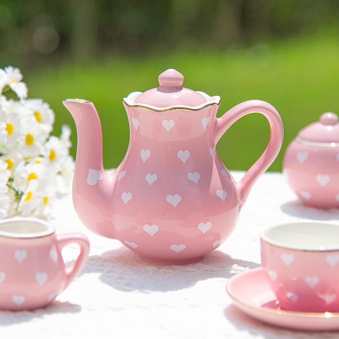 TUZT Tea Party Set for Little Girls Ages 3-8, Princess Tea Time Toy Includes