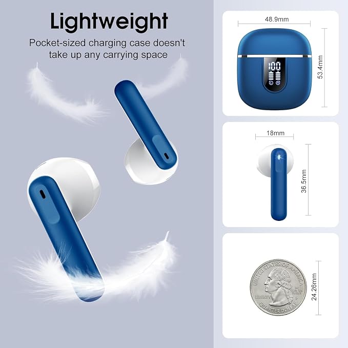 Wireless Earbuds, 40H Ultralight in-Ear Buds, IP7 Waterproof Earphones