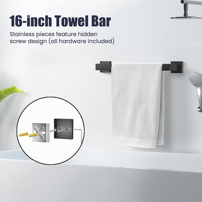 Bathroom Hardware Accessories Set: 5-Pieces Bath Towel Bar Set