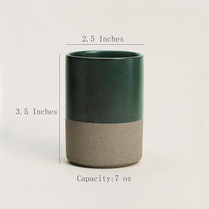 Gaolinci 2 Pcs Vintage Stoneware Style Ceramic Mouthwash Cups, Bathroom