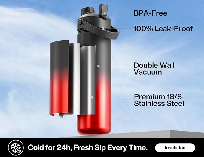 POWCAN 26 oz Insulated Water Bottle