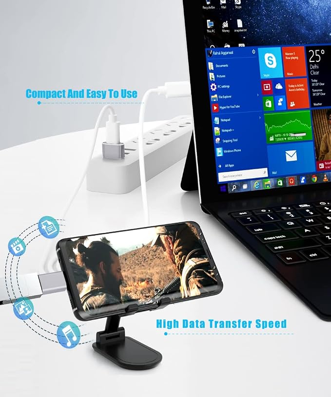 Elebase USB to USB C Adapter&Type C Male to 3.0 Female Adaptor 4PCS,