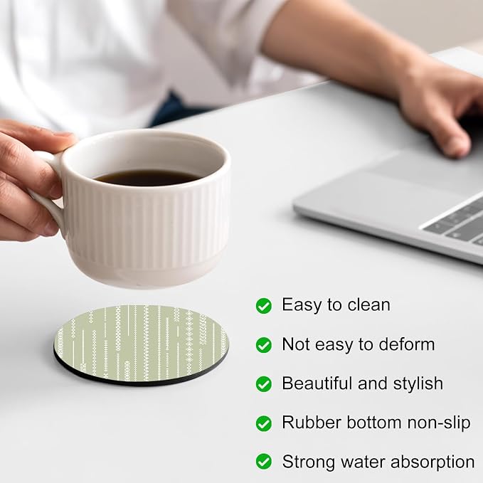Sage Green Coasters Set of 4 Absorbent Coasters