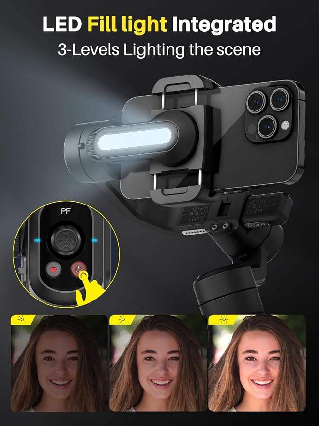 Professional Gimbal Stabilizer for Smartphone, Built-in 18CM Extension Rod and