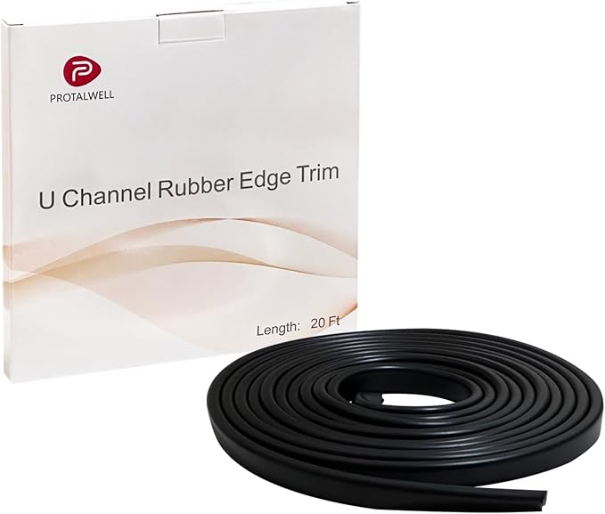 Rubber Edge Trim, 1/16" U Channel Edge Trim, EPDM Edge Protector, Length 20Ft
