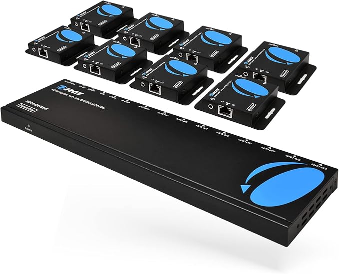 OREI 4K 1x8 HDMI Extender Splitter Multiple Over CAT 6/7 Cable