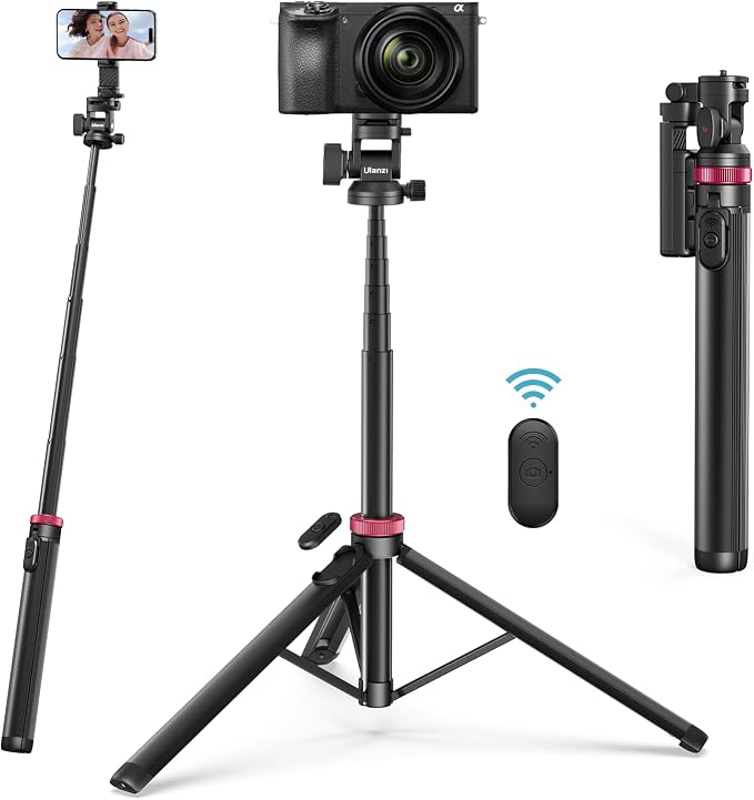ULANZI MT-78 Extendable Phone Tripod, Metal 72.83" Selfie Stick Camera Tripod