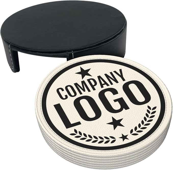 Custom Leather Coasters with Logo