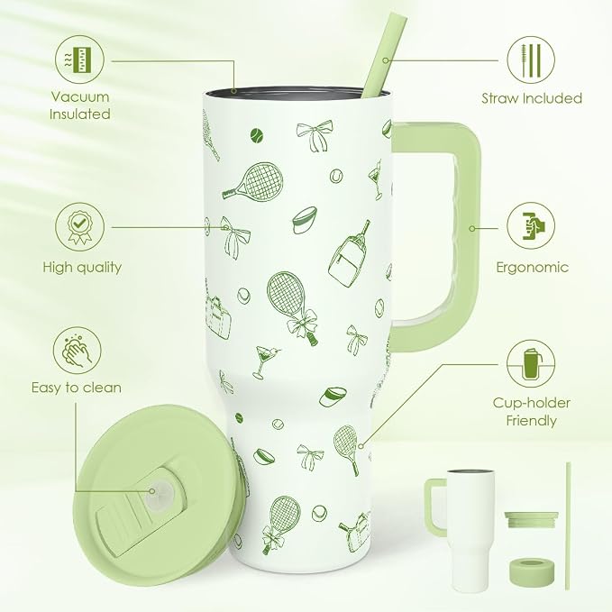 SANDJEST Tennis 40oz Tumbler