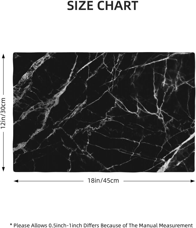 Fiokroo Black with White Marble Placemats Set of 4 Table Mats Table Tableware