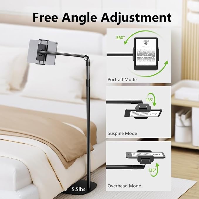 elitehood iPad Stand Floor, Height Adjustable Tablet Floor Stand