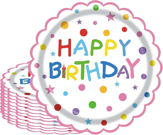 50Pcs Birthday Paper Plates 7inch Party Dessert Plates Supplies Colorful