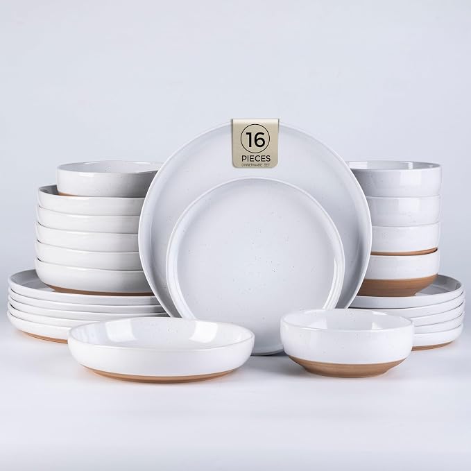 AmorArc Dinnerware Sets for 4, 16 Pieces Ceramic Plates and Bowls Set | Scratch