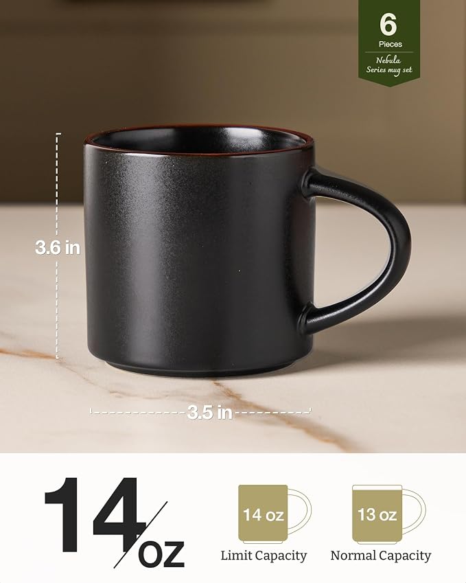 famiware Coffee Mugs Set of 6, Nebula 14oz Coffee Mugs Ceramic Cup Set |