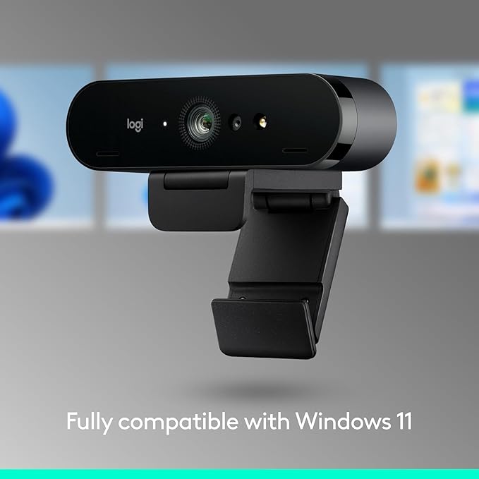 Logitech Brio 4K Webcam, Video Calling, Noise-Cancelling mic, HD Auto Light