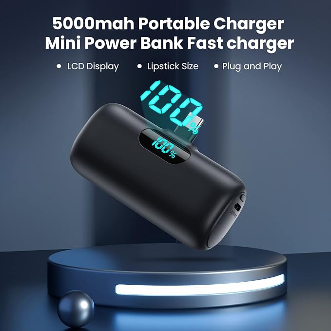 Samll Portable Charger for iPhone 16/15 Series, 5000mAh 3A PD USB C Power Bank