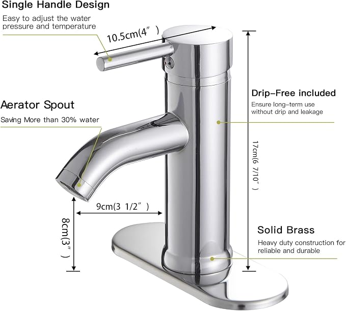 Bathroom Faucet, One Hole Single Handle Bathroom Sink Faucets Modern