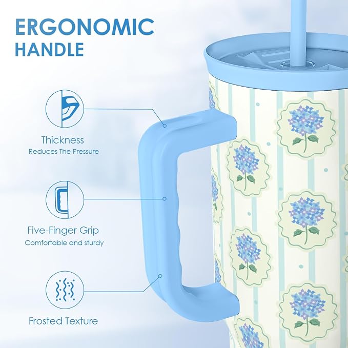 SANDJEST Hydrangea 40oz Tumbler