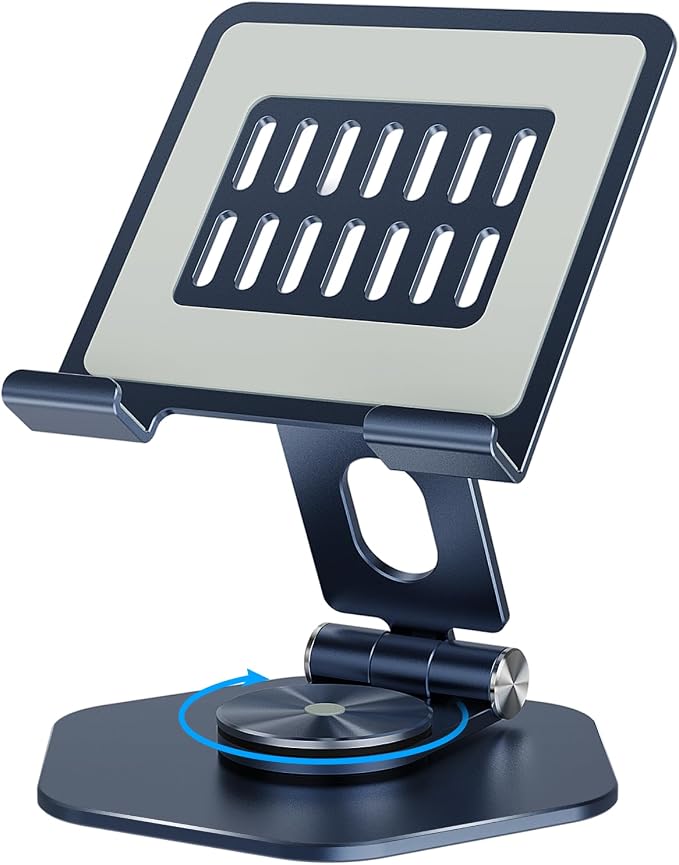 Foldable Aluminum Tablet Stand for Desk, 360° Swivel iPad & Tablet Holder –