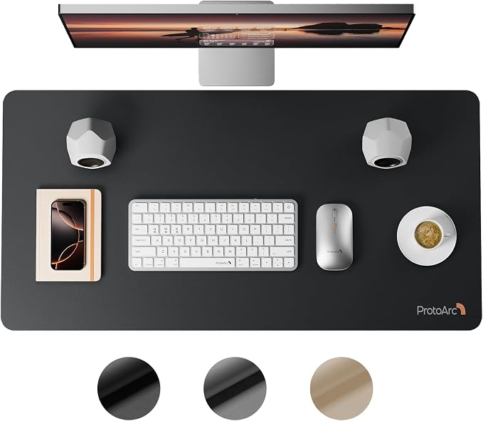 ProtoArc Leather Desk Mat, Large Mouse Pad- 31.5×15.8 inch, Non-Slip PU Leather