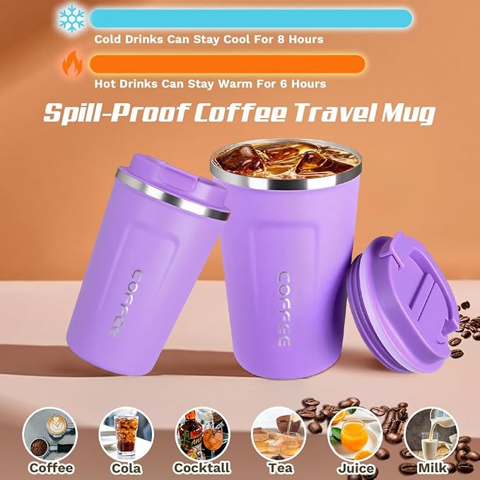 SPLMIFA Travel coffee mugs leak-proof, reusable coffee cup