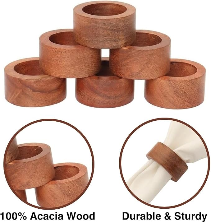 Napkin Rings for Dining Table, Classic Farmhouse Style, Holiday and Party Decor